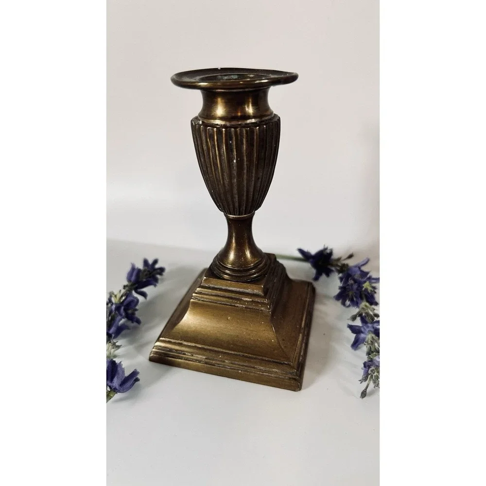 Vintage Brass Fluted Urn Shaped Stem Candlestick Neoclassical‎ 4